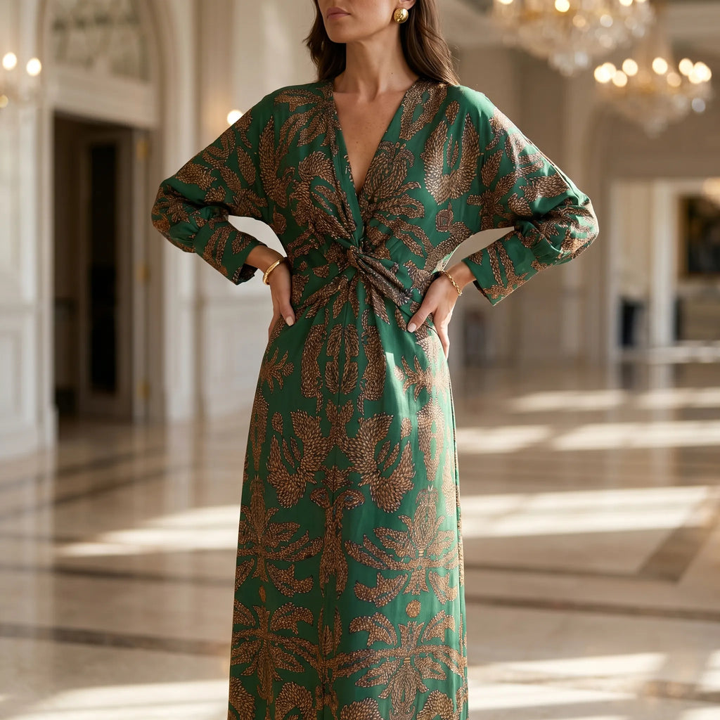 Women’s Printed Twist Waist Maxi Dress