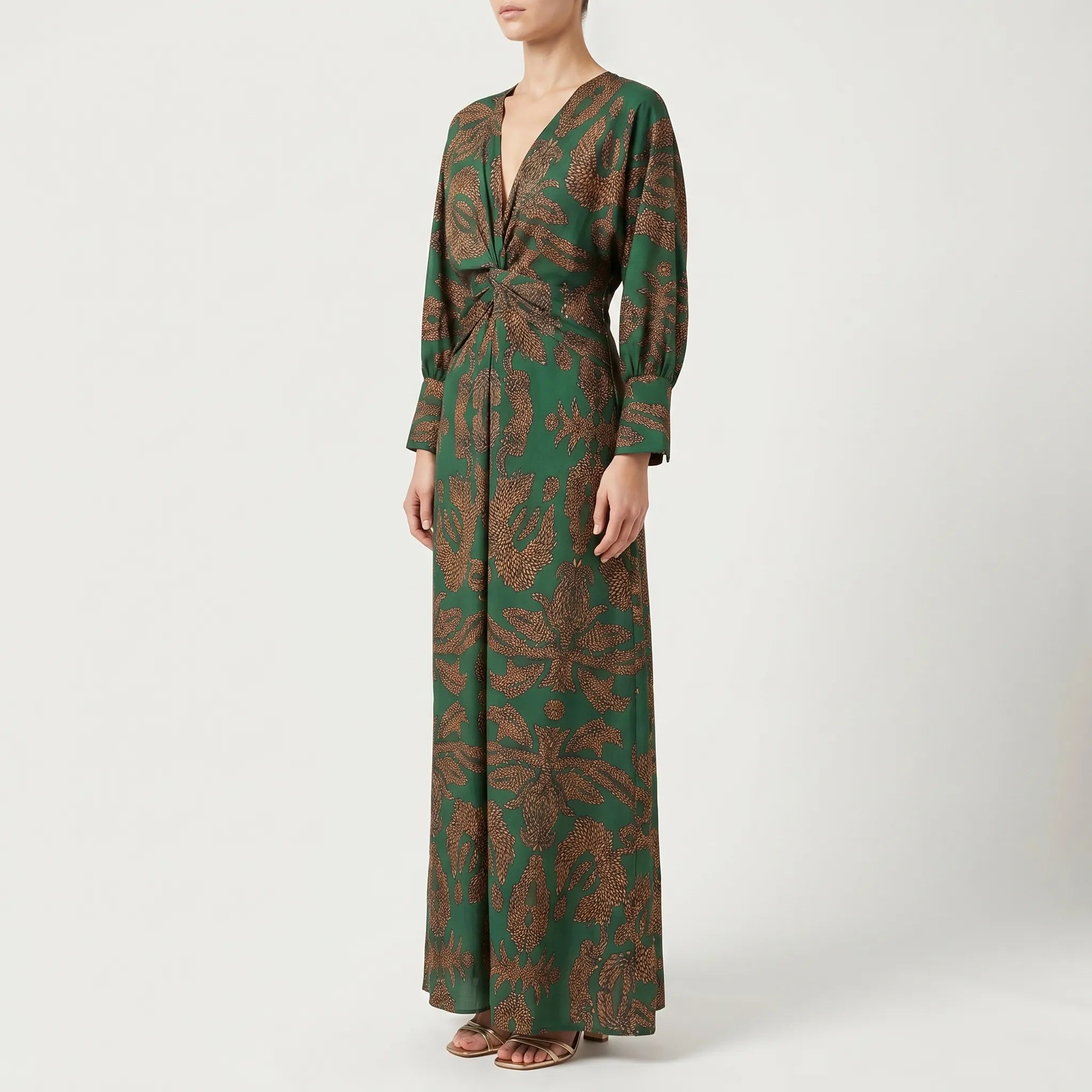 Women’s Printed Twist Waist Maxi Dress