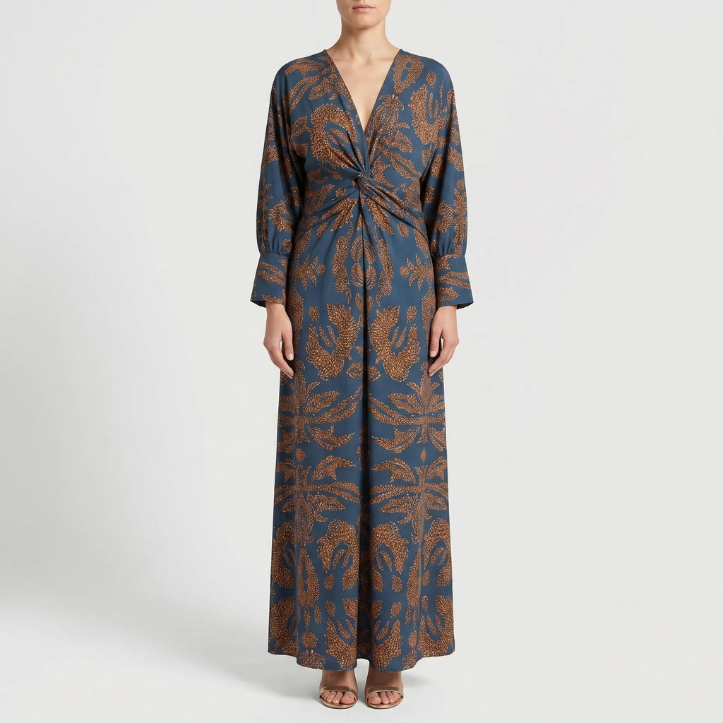 Women’s Printed Twist Waist Maxi Dress