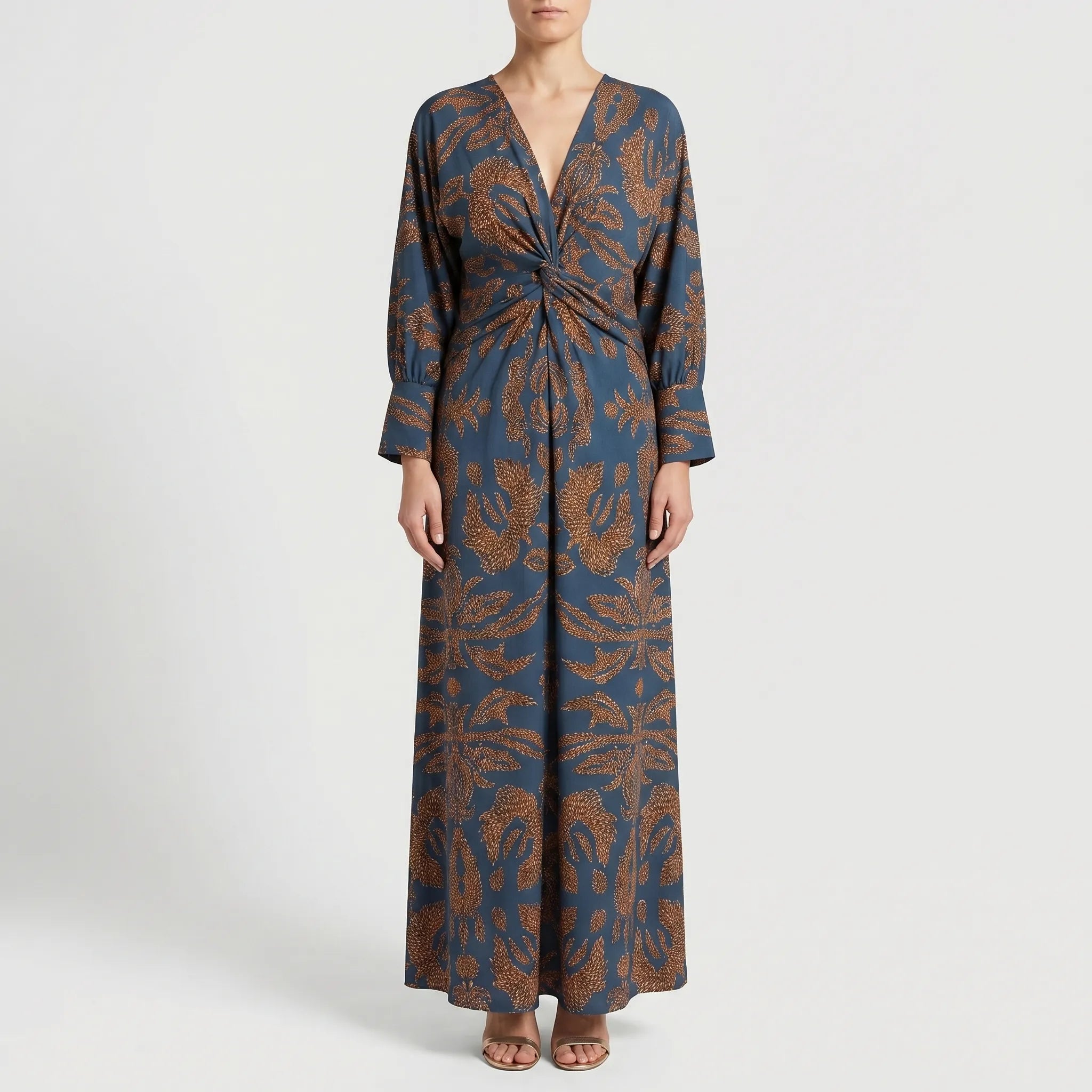 Women’s Printed Twist Waist Maxi Dress