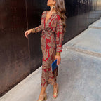 Women’s Printed Twist Waist Maxi Dress