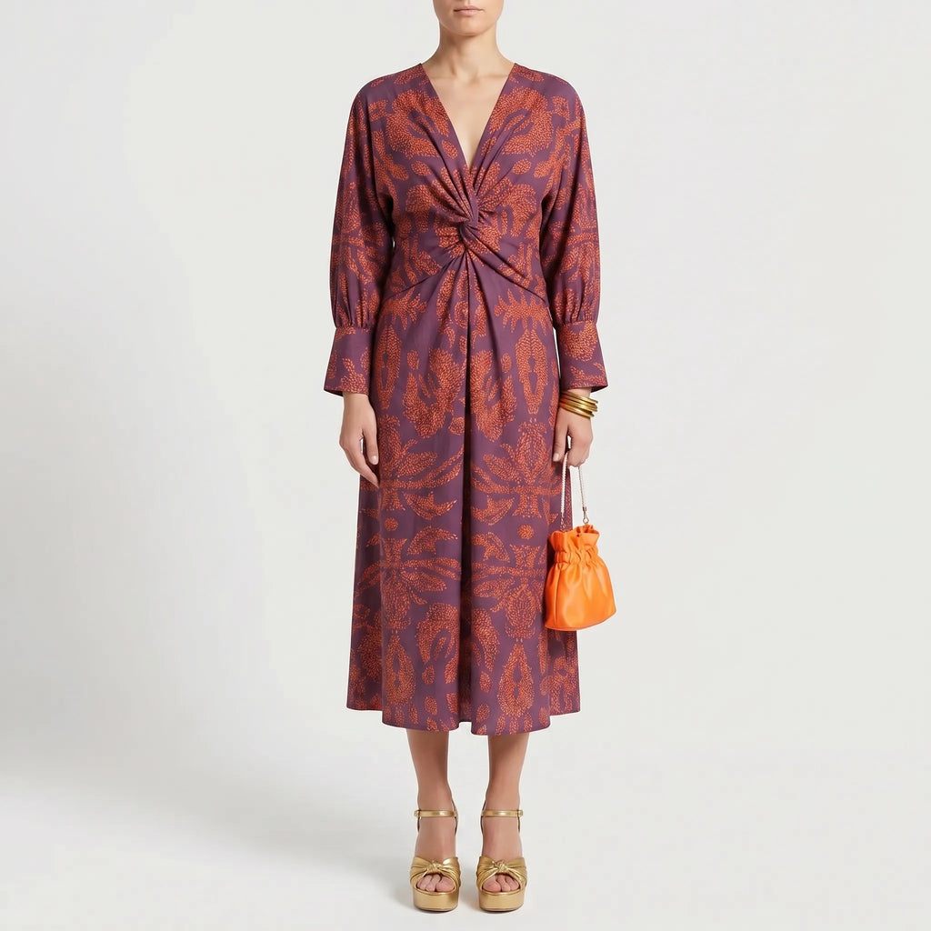 Women’s Printed Twist Waist Maxi Dress