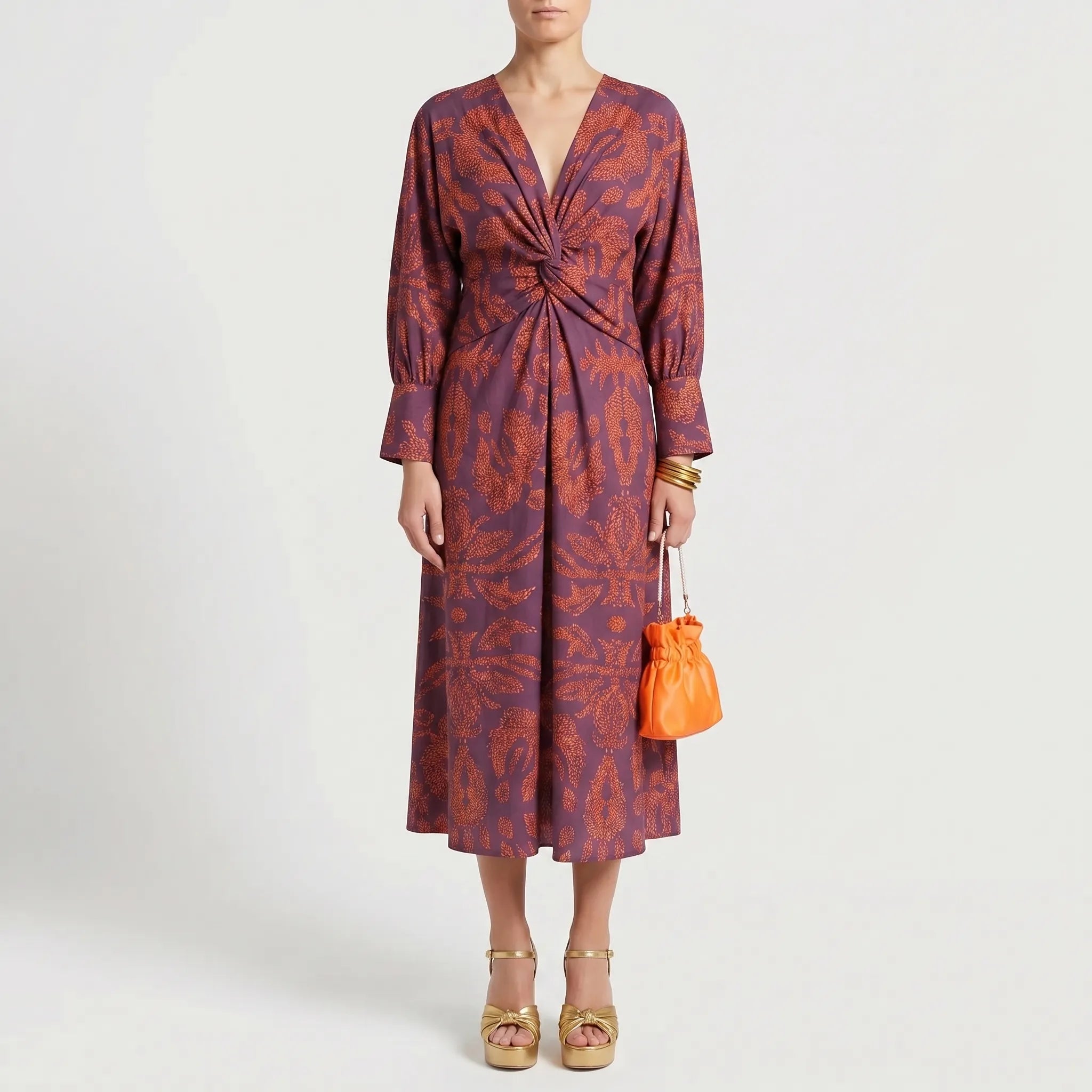 Women’s Printed Twist Waist Maxi Dress