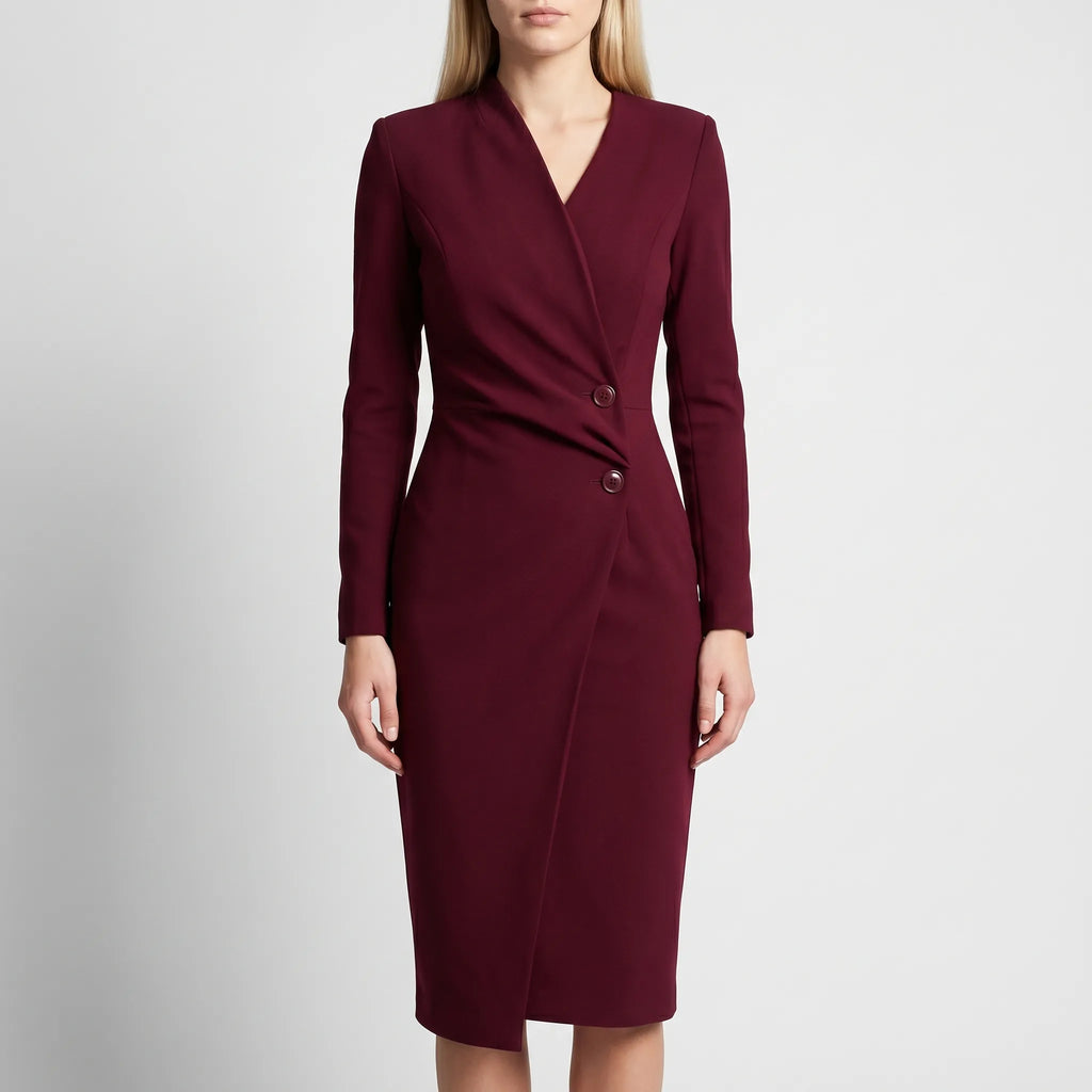 Women’s Long Sleeve Wrap Midi Dress