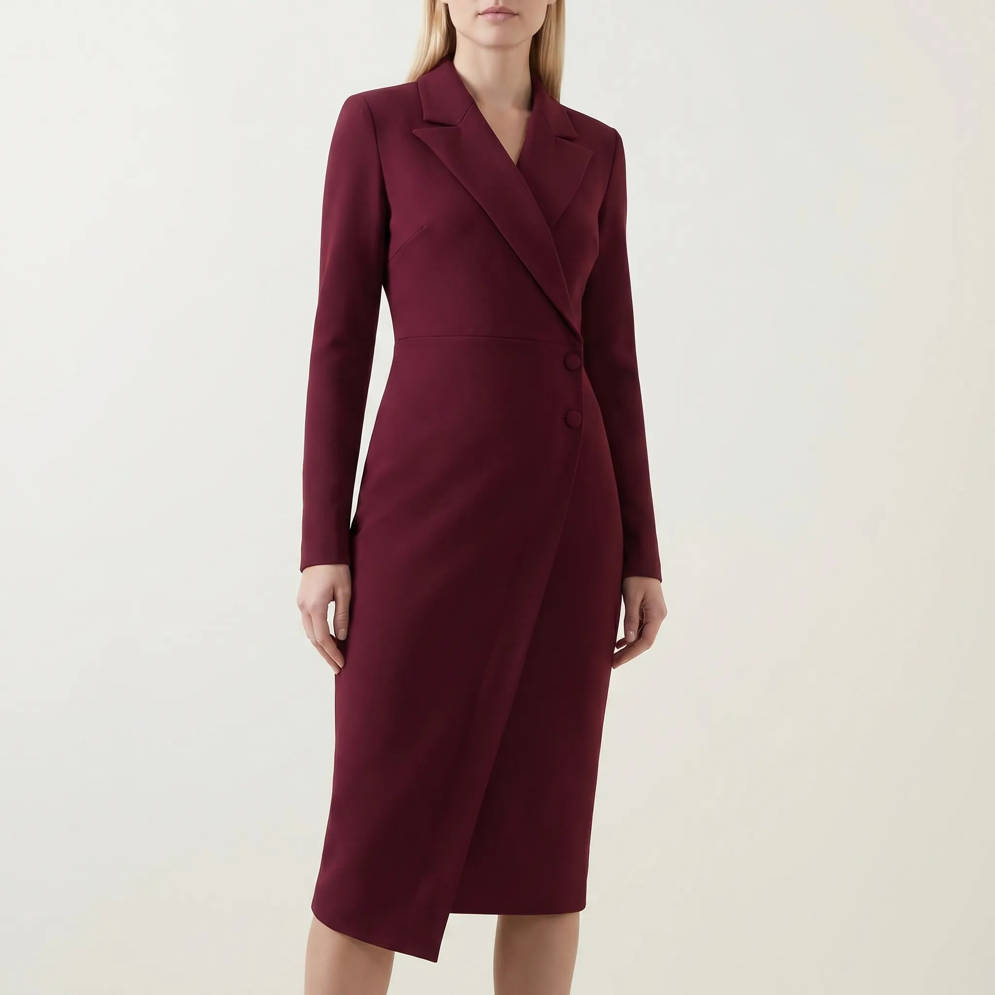 Women’s Long Sleeve Wrap Midi Dress