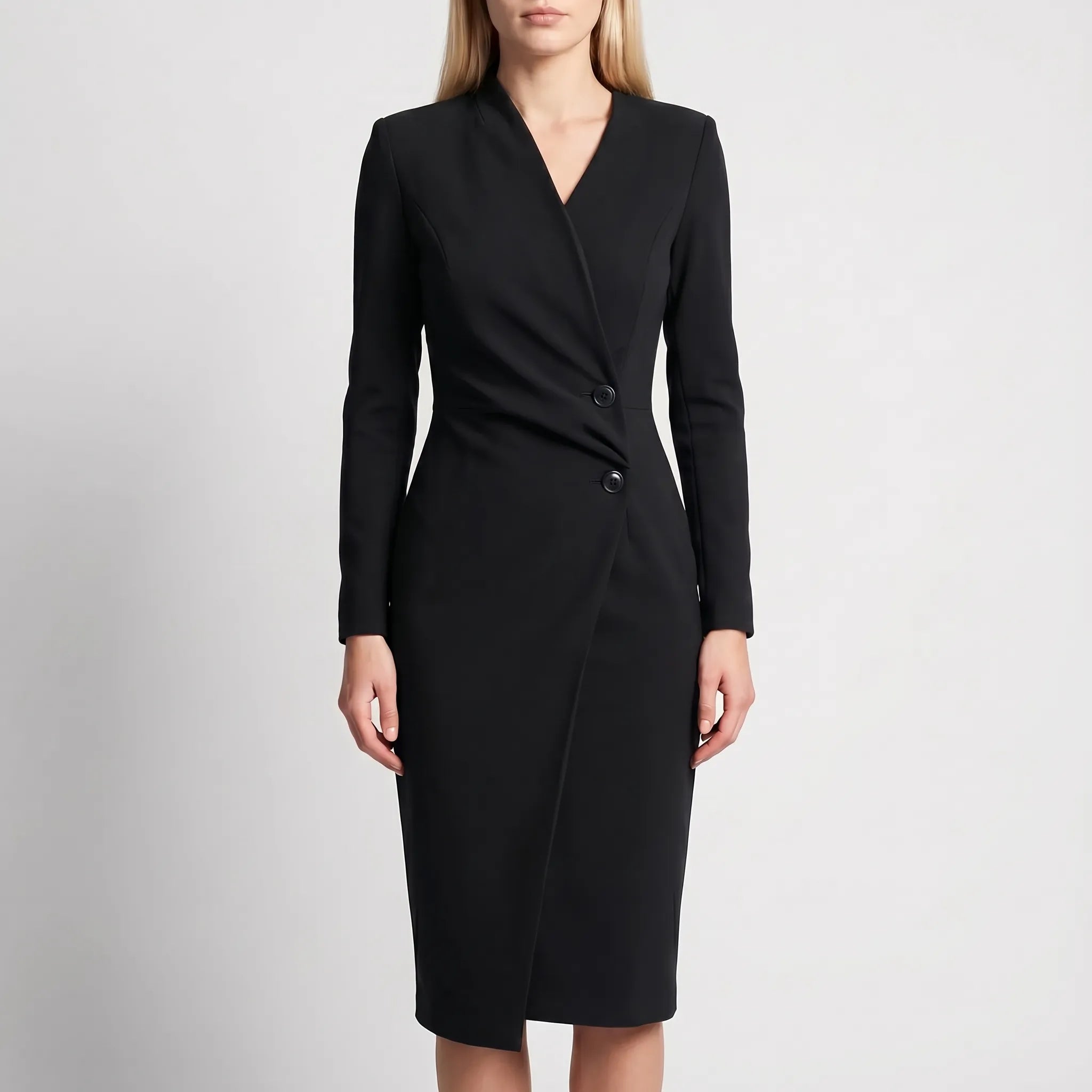 Women’s Long Sleeve Wrap Midi Dress