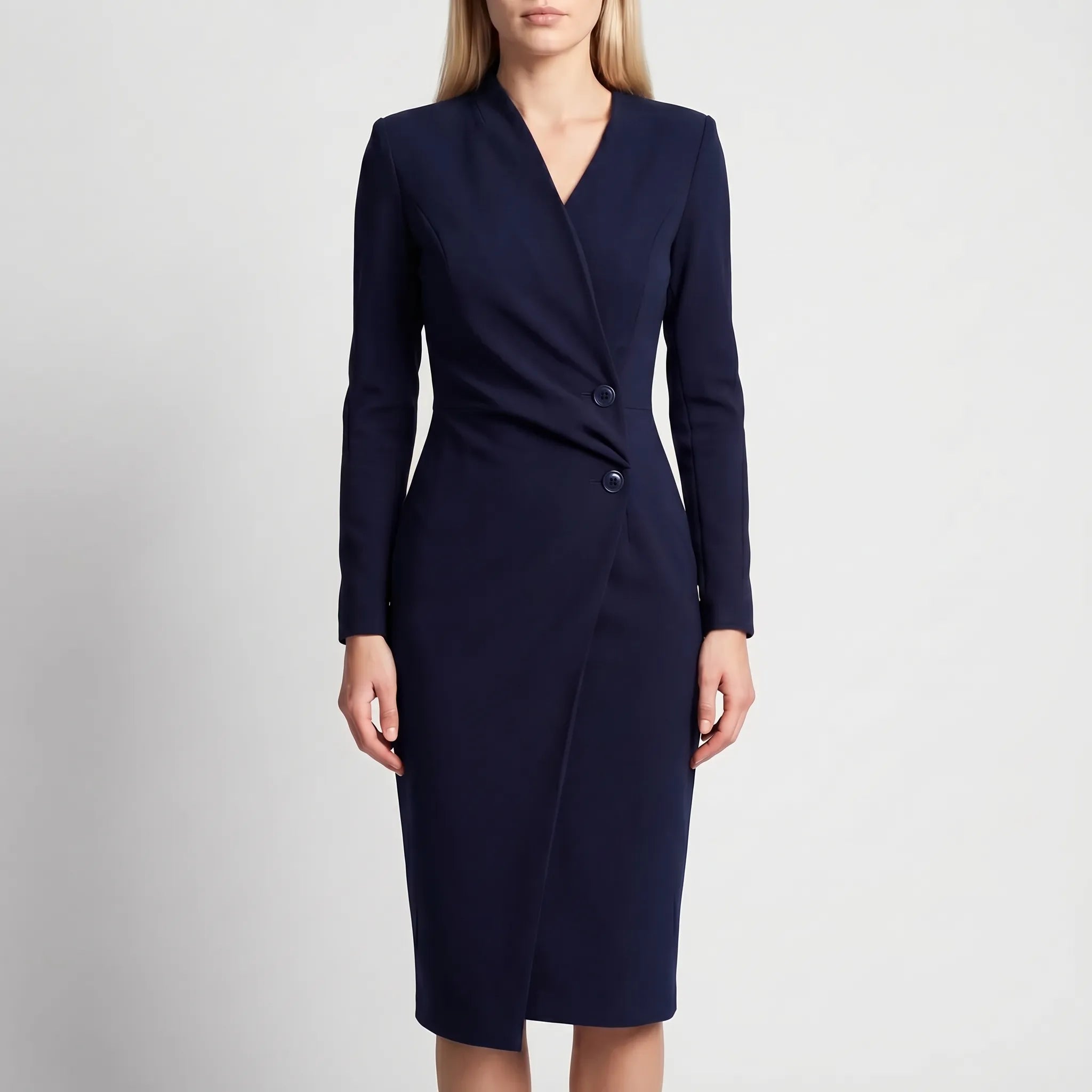 Women’s Long Sleeve Wrap Midi Dress